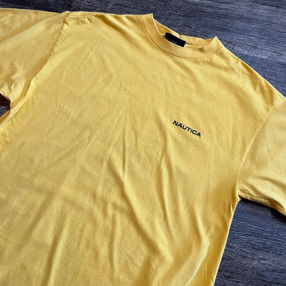 Vintage Nautica Sailing Shirt Size Large Yellow 90's Competition Graphic Tee KC - Picture 3 of 6